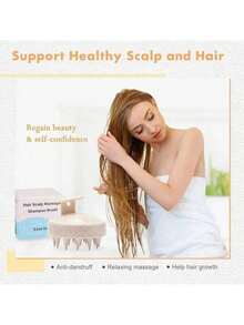1pc Scalp Revitalizing Shampoo Massage Brush, Deep Cleansing And Relaxing, With Wheat Straw Handle And Soft Silicone Material, Palm-Sized For Easy Carrying, An Ideal Christmas Gift - View 4