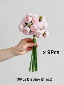 MEHELANY 18/1支人造粉色陸蓮花，11.81吋仿真迷你粉色陸蓮花，適合女性DIY花束，大宗假牡丹婚禮填充花，適用於婚禮、訂婚中心裝飾、花藝布置、新娘派對裝飾、居家裝飾 - 淺粉色 - 查看 9