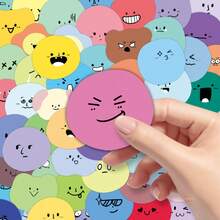 65pcs Cute Cartoon Soft Adorable Round Stickers For Scrapbooking, Diary, Notebook, Graffiti Decoration Scrapbook Supplies Stationery Funny Stickers Kindle - Rounded Little Emojis In Journals - View 7