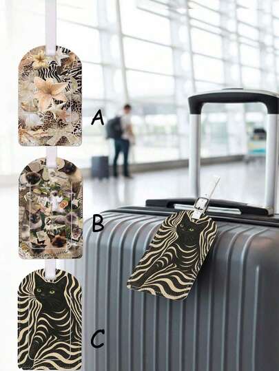 1pc Vintage Animal Patchwork Luggage Tag Set, Lightweight & Portable, Quick Luggage Identification, Prevent Mistaken Pickup, Suitable For Business Trip & Travel