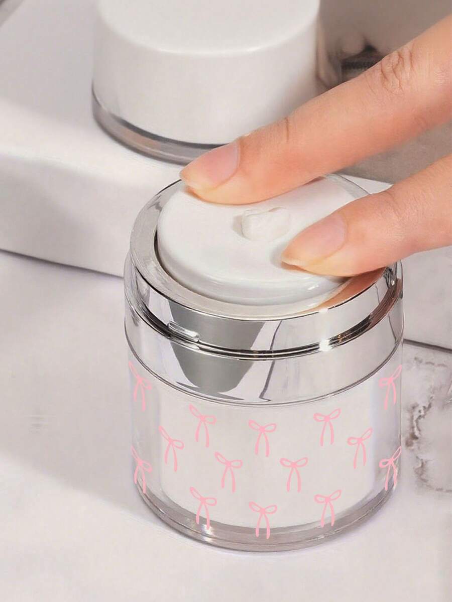 Bow Tie Pattern Airless Pump Bottles Jars,Air Pump Container For Cream,Pump Moisturizer Container, Empty Acrylic Makeup Cosmetic Containers With Pump, Refillable Travel Size Containers Airless Lotion Jar With Lid For Thick Moisturizer, Skincare Cream, Clear, Makeup Organizer - MultiWarna - View 1