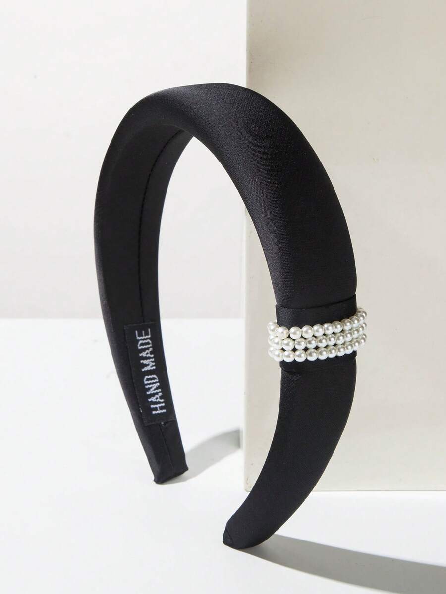 1件纯色皮革朋克铆钉发箍，简约百搭高品质发饰，适合甜美酷炫街头风格，女孩美妆家居发饰发带发箍 - FG218黑 - 查看 1