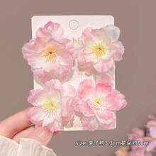 5pcs Sweet Pink Flower Hair Clips, New Seaside Floral Hairpins, Atmosphere Bangs Clips, Fairy-Like Holiday Style - Multicolor - View 7