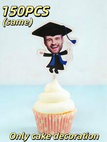 10/25/50/100/150pcs Customized Portrait Cake Toppers - Personalized Photo Cupcake Picks Suitable For Birthday, Wedding And Graduation - Unique DIY Portrait Dessert Decor - Appetizers And Holiday Candies Toothpicks - Fun Photogenic Cake Decorations For Event Planners And Hosts, Disco Ball Topper - Multicolor - View 20