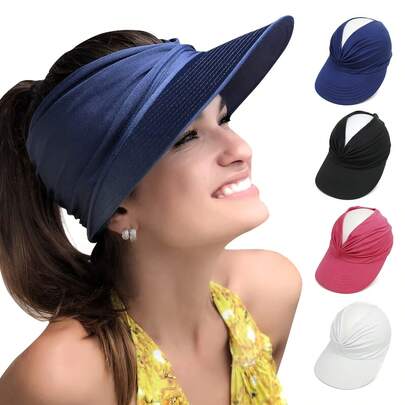1pc Sun Hat Women Sun Beach Visor Cap UV Protection With Wide Brim For Sports Beach Golf Hiking