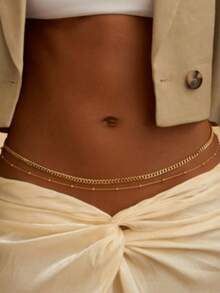 2pcs/Set Fashionable Sexy Waist Chain, Casual Resort Body Jewelry Set, Party & Celebration Gift - Gold - View 3