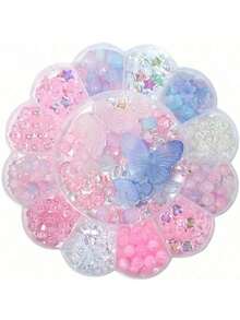 0.6-2.6厘米粉色亚克力圆珠盒，花形珠子，可用于制作手链、项链、戒指、DIY珠宝配件、珠宝制作材料和小礼物 - 套盒 - 查看 8