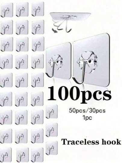 خطاطيف حائط شفافة قابلة لإعادة الاستخدام عالية الجودة، مقاومة للماء والزيت لحمام المطبخ، لتعليق المناشف والأكواب والملاعق وفتاحة العلب والمقصات