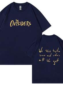 Camiseta de algodón de 180g, diseño de verano con un estilo casual y sencillo inspirado en las, estampado de letras, mangas cortas, cómoda y versátil, adecuada para el uso diario, salidas informales, uso en casa y paseos al aire libre. Sencilla y adecuada para todos, un estilo de nicho a, la primera opción para parejas. - Negro - Ver 7