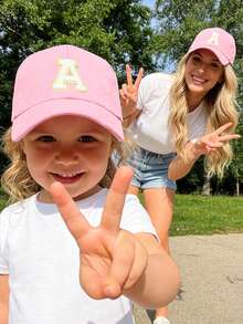 1顶母子同款字母“A-Z”棒球帽，适合母亲节、儿童节及作为遮阳帽。 - 粉色 - 查看 2
