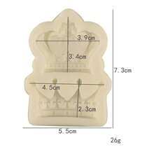 1pc Gray 2-Part European-Style Crown Resin Silicone Mold, Handmade Art Craft Tool, Resin Drip Mold, Clay And Plaster-Making Tools, Easy Demolding, Reusable Resin Silicone Mold. - Beige - Crown - View 3