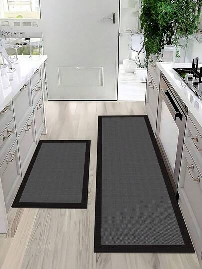 1 Piece Of Black Gray And Dark Minimalist Style Kitchen Decorative Floor Mat, Anti Slip And Stain Resistant, Suitable For Room Decor, Living Room, Bathroom, Bedroom Rug, Door Mat, Area Rug And Outdoor Carpet, Made Of Polyester Fiber Material, Easy To Clean And Machine Washable, Suitable For All Seasons And Holidays.