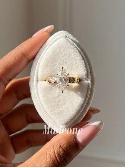 1pc 925 Sterling Silver Elegant Zirconia Stone Eye-Shaped Ring, Smooth Polished Surface, Suitable For Women's Daily Wear Or Engagement Gift