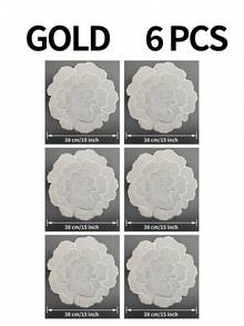 1/4/6/8/12pcs Gold Flower Shaped PVC Placemats, Washable, Easy To Clean, Wipe-Clean, Non-Slip, Holiday Wedding Party Dining Table Mats, Valentine's Day Room Decor Home Accessories - Gold - View 11