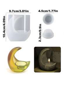 3D Silicone Mold For Making Moon-Shaped Candle Holders, Concrete, Wax, Resin, Plaster Crafts - White Silicone Mold - View 8