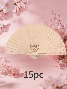 Personalized Engraved Wedding Fan, Customizable Names & Dates, Folding Fan For Brides, Bridesmaids. Hollow-Out Laser-Cut Pattern. Ideal For Graduation, Summer Beach Weddings, Parties, Wedding Favors, Gift Fans, Boho Chic, Rustic Charm - Multicolor - View 33