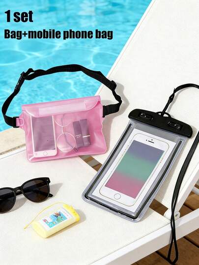 حقيبة هاتف محمول مقاومة للماء وحقيبة يد مجموعة من البي في سي الشفاف المضيء ذات شاشة لمس مقاومة للماء | حقيبة تخزين محكمة الإغلاق ضد الغبار للسباحة والتجديف والينابيع الساخنة | أساسيات رياضات المياه الخارجية مع رؤية واضحة وملمس حساس | حقيبة مقاومة للماء قابلة لإعادة الاستخدام للهواتف والممتلكات | مثالية للشاطئ والحمام والمتنزهات المائية