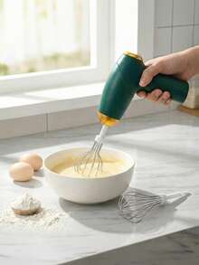 1pc Wireless Electric Hand Mixer, 3 Speed Settings, USB Rechargeable, With 2 Detachable Beater Heads, Compact Baking Tool For Whipping, Milk, Coffee, Hot Chocolate And Cappuccino, Cooking Utensil, Kitchen Appliance - Multicolor - View 2
