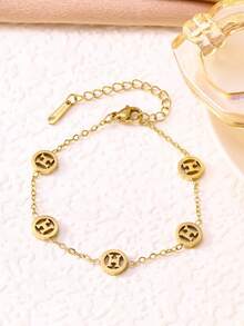 1件装潮流不锈钢H字母手链，女士时尚百搭钛钢饰品 - H字母手鍊 - 查看 6