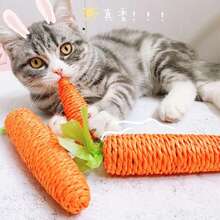 1/2个橙色猫胡萝卜玩具，可爱纸绳胡萝卜互动磨牙玩具，可自主玩耍，缓解无聊，耐用耐咬耐抓，适合幼猫和成猫，促进牙齿健康和运动。 - 彩色 - 查看 10