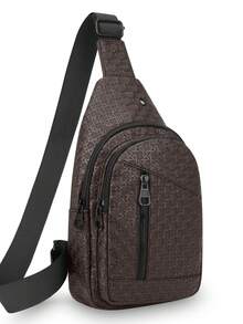 【星形压纹编织面料/商务轻奢胸包】2026新款男士防盗斜挎包，接近顶级牛皮质感单肩包，都市商务精英通勤包，多功能大容量，耳机孔，胸前包，时尚复古小包，男女通用包 - 7272 - 查看 12