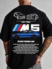Casual Men's T-Shirt Made Of Pure Cotton, Loose And Comfortable Fit, M5 F90 Car Graphic T-Shirt, Streetwear, Casual Sportswear, Suitable For Everyday Wear, Machine Washable, Summer Clothing. - 黑色 - 查看 1