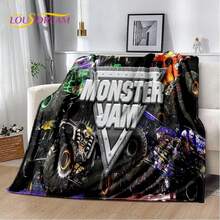 Monster Truck 3D Monster Jam Cartoon Soft Flannel Blanket For Bed Bedroom Sofa Picnic,Throw Blanket For Outdoor Leisure Nap Gift - 黑色 - 查看 5