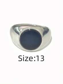1 pieza Anillo de hombre minimalista casual ovalado, redondo, con diamante de imitación negros, hecho de acero inoxidable 316, chapado en oro de 18K por dentro y por fuera, impermeable e hipoalergénico, adecuado para hombres con estilo minimalista clásico - Anillos ovalados/redondos para hombre - Ver 14