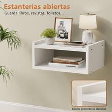 Estante Flotante de Pared Minimalista Blanco y Negro, Repisa de Almacenamiento para Sala y Dormitorio, Organizador de Pared Moderno - Blanco 2 piezas - Ver 3