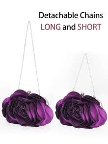 花朵設計晚會包新娘包錢包充分連衣裙派對手提包婚禮手拿包女性晚上錢包女士手拿包 - 紫色 - 查看 5