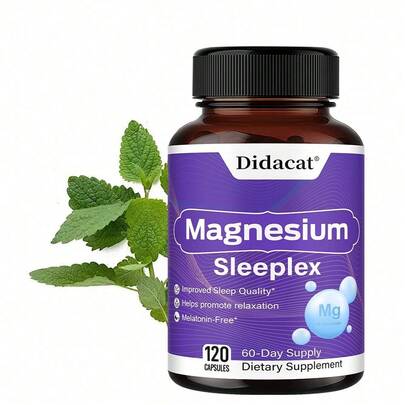 Bcuelov 120 Capsules - Magnesium Sleepplex Dietary Supplement - With L-Theanine, Lemon Balm Extract & Apigenin - Healthy Sleep Support