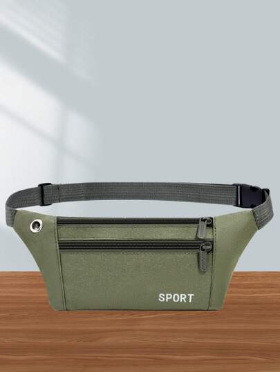 1pc Solid Color Nylon Fabric Zipper Closure Fashionable Casual Waist Bag For Men, Suitable For Daily Commute, Work, Business, Walking, Cycling