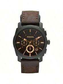Fossil Men's Industrial-Style Black Watch, Retro Dark Brown Leather Strap, Chronograph And Date Display, Large Dial, Durable Men's Wristwatch FS4656 - Brown - View 8