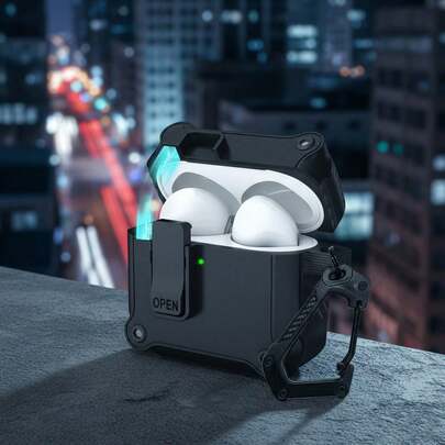 Air P0ds 4 Protective Case 2026 Upgrade Magnetic Adsorption Safety Lock Anti-Drop Earphone Case Compatible With Apple Air P0ds 4