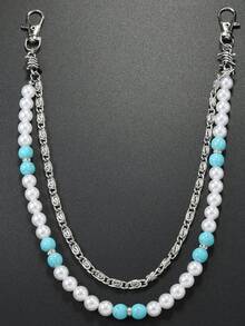 Men's And Women's Universal Punk-Style Belt With Chain, Multi-Layered Beaded Pearl Wallet Chain, Denim Accessory Jewelry - Multicolor - View 6