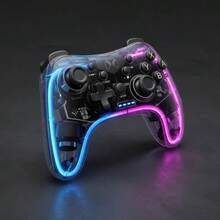 BONJDYOR Transparent Wireless Game Controller With RGB Lighting, 6-Axis Gyroscope, 360-Degree High-Precision Joystick, Dual Vibration Feedback, Compatible With Switch OLED/Lite, PC, Android, IOS Devices - View 9