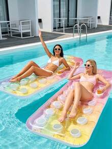 1 pieza Flotador inflable de piscina de verano, material de PVC, patrón de cielo estrellado con lentejuelas hueco, cama flotante inflable, balsa de piscina inflable, adecuado para fiesta de piscina de vacaciones, bomba de aire aleatoria incluida - Cama flotante en cueva de cielo estrellado - Ver 6