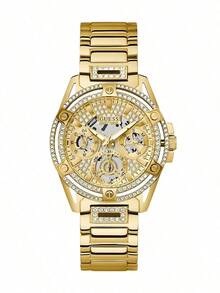 Guess Ceas elegant pentru femei cu cuarț, cu cadran gol, din aliaj multifuncțional, accesoriu la modă pentru purtare zilnică și cadou de petrecere - Aur - Vizualizare 6