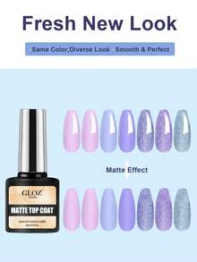GLOZ 哑光凝胶封层，适用于凝胶指甲油，防脱粉哑光封层，适合细节粉彩绘制，持久耐用，秋季美甲礼物之选，女士佳品。 - 1 Set - 查看 5