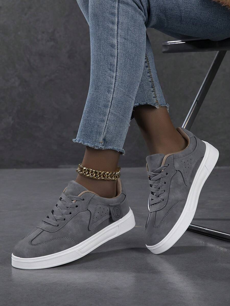 Damen Freizeitschuhe, modische Sneaker, leichte Skateboard-Schuhe im Straßen-Stil - Dunkelgrau - Übersicht 1