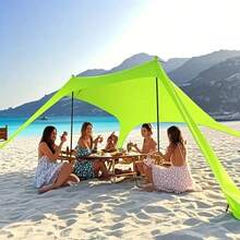 海滨沙滩遮阳篷沙滩帐篷遮阳棚旋转棚户外公园海滨钓鱼露营棚 - Green - 查看 4