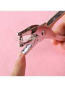 1pc Metal Single Hole Round Handheld Punch Tool, Suitable For Clothing, Tickets, DIY Crafts, Photo Albums, School Supplies, Back To School Items - Metal Version - View 8