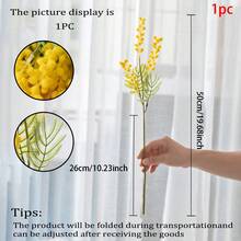 1pc High Quality Artificial Mimosa (Mimosa/Wattle), 19.69 Inches Long Spring Artificial Yellow Fuzzy Flower With Long Stem, Suitable For Vase Decor, Wedding Decoration, Home Decor And Various Occasions - Multicolor - View 11