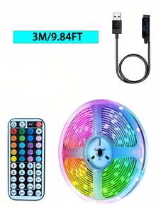 1 pieza Tira de luz LED inteligente, control remoto de 44 teclas, multicolor ajustable, adecuado para dormitorio, sala de estar, decoración del hogar, fiesta en la habitación, alimentado por USB, decoración navideña, iluminación de ambiente de bar, tira LED con control remoto, luces RGB, ajuste de color, respaldo autoadhesivo, aplicable para decoración de habitaciones/cocina/techo/juegos/fiesta (baterías no incluidas) - luz de color - Ver 19