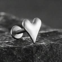 1pc ASTM F136 Titanium 16/18G Sharp Heart-Shaped Cartilage Tragus Labret Lip Stud Earring Helix Conch Flat Back Threadless/ Internal Thread Stud Piercing Jewelry For Women Men - Heart-shaped - View 36