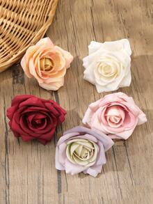3个夏季波西米亚风7厘米仿卷叶玫瑰发夹，鸭嘴夹侧夹，日常摄影道具，旅行海滩度假发饰 - 彩色 - 查看 1