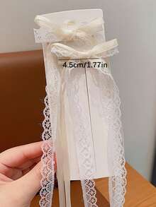 两枚优雅的蕾丝蝴蝶结发夹，复古时尚，非常适合女士日常佩戴。 - 彩色 - 查看 8