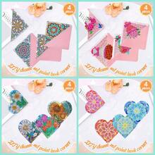 4 piezas Marcapáginas de Pintura de Diamantes, Patrones de Mandala y Florales, Set de Marcapáginas de Arte de Diamantes de Cuero de PU, Regalo Artesanal, Adecuado para Vuelta al Colegio, Acción de Gracias, Día de la Madre - Ver 4