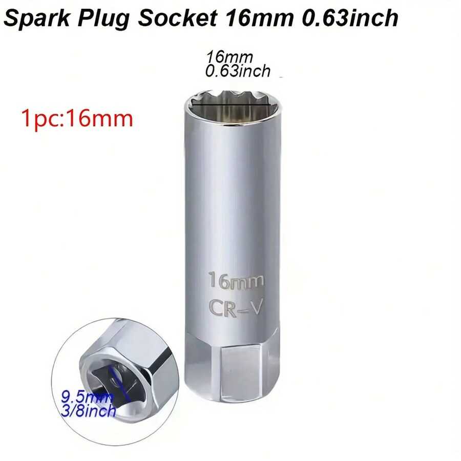 FZY 16mm Spark Plug Socket Wrench Key Adapter Kit | Steel Auto Mechanical Repair Install Removal Tool - Dụng cụ bugi - Xem 1