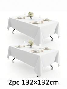 2pcs Rectangular Tablecloth: Stain-Resistant, Wrinkle-Free Tablecloth, Rectangular, Washable Polyester Tablecloth, Suitable For Wedding, Party, Banquet, Catering - Multicolor - View 18
